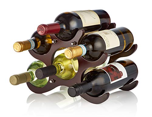 AdirHome Wooden Wine Rack - 6 Bottle (Cherry)