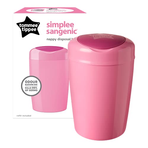 Tommee Tippee Simplee Sangenic - Contenedor de Pañales, Cubo para Desechar Pañales, Antibacteriano, Capacidad para 18 Pañales, Rosa - imagen 4