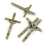Schmuckanhänger N2IS3K INRI Jesus-Kreuz, antiker Bronzefarben