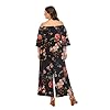 Womens-Summer-Floral-Off-Shoulder-ruffled-Short-Sleeve-High-Waist-Wide-Leg-Pants-Casual-Loose-Jumpsuit Love Welove Fashion Women's Summer Floral Off Shoulder ruffled Short Sleeve High Waist Wide Leg Pants Casual Loose Jumpsuit Romper (L, Black floral)