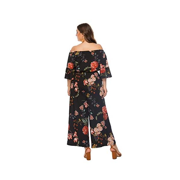 Womens-Summer-Floral-Off-Shoulder-ruffled-Short-Sleeve-High-Waist-Wide-Leg-Pants-Casual-Loose-Jumpsuit Love Welove Fashion Women's Summer Floral Off Shoulder ruffled Short Sleeve High Waist Wide Leg Pants Casual Loose Jumpsuit Romper (L, Black floral)