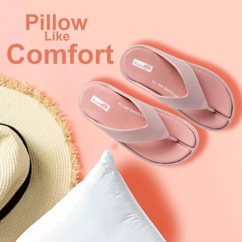 Image of FOOT UP Women's Anti-Skid Comfort Slippers | Ultra Soft Platform Flip Flops, Cushioned EVA Sole with Shock Absorbing Design, Lightweight Slip-On Footwear for Home Use, Indoor Areas & Outdoor Movement
