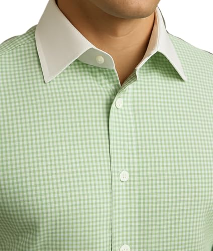 Image of Men's Premium Cotton Formal Dress Shirt - White Collar & French Cuffs with Cufflinks | Solid White, Micro Check & Striped for Office, Wedding