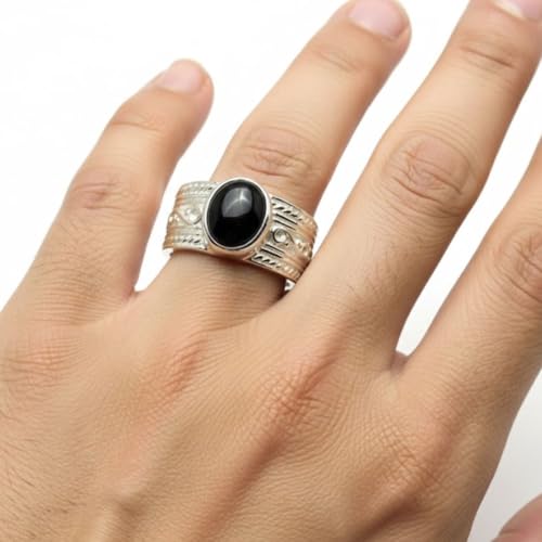 Image of 55Carat Choose Your Color Genuine Gemstone Sterling Silver Ring Band Vintage Handmade Jewelry Sizes 5-12