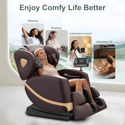 Furnimat Poltrona Massaggiante, Poltrone Massaggianti Reclinabili Per Tutto Il Corpo Con Scaldagambe E Vita, Rulli Per I Piedi, 10 Rulli Massaggianti, Altoparlante Bluetooth, Controller Touch Screen - 6