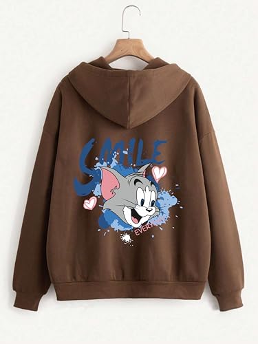 Image of TAGAS Printed Hoodie for Womens | | Casual Zip Front Hoodie, Winterwear for Girls & Woman