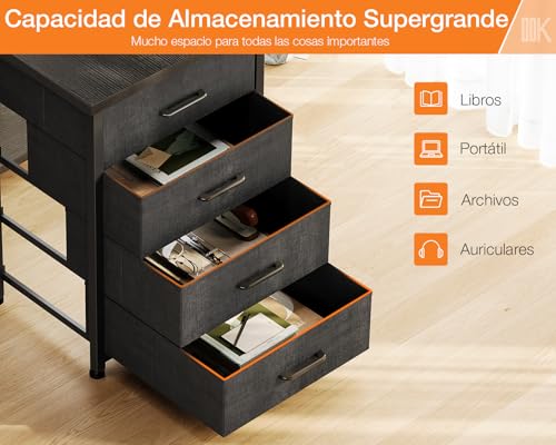 Miniatura 4 de Odk Escritorio Esquinero Con Puerto De Carga Usb Y Toma De Corriente, Mesa De Ordenador En Forma De L Con 4 Cajón, Escritorio De Esquina Gaming Con Soporte Monitor Para Hogar, Oficina, 140x80x87cm