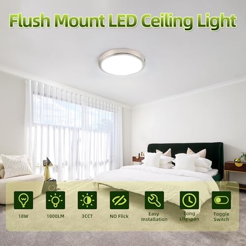 Image of hykolity 9 Inch Selectable CCT LED Round Flat Panel Light,18W,1800LM,3CCT