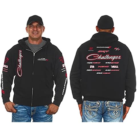 JH DESIGN GROUP Men's Dodge Challenger Hoodie Collage Full Zip Up Black Sweatshirt (3X, CLG6-black) Cover
