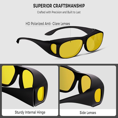 Night Driving Glasses Anti Glare Polarized Night Vision Yellow Tint Glare Reducing Fit Over Driving Sunglasses for Men4