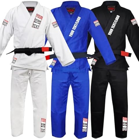 O2TEE Personalized BJJ Gi for Men Women Design your Own Gi Uniform with Jacket, Pants & Free Belt Cover