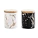KINGBOO Set di 2 barattoli in ceramica con coperchio, per tè, caffè e zucchero, contenitori ermetici per alimenti da cucina in bianco e nero