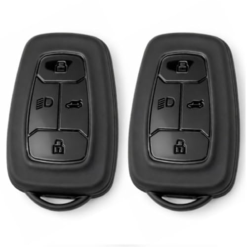Image of JVCV Soft TPU Cover Compatible with Tata Nexon EV, Harrier, Tiago EV, Altroz, Tigor, Safari, Punch 4 Button Smart Key | Scratch-Resistant Protective Case (2 Pack - Matte Black)