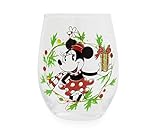  Disney Verre à vin sans pied en forme de couronne de Noël Minnie Mouse  Capacité : 590 ml