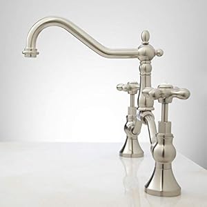   Signature-Hardware-320457-Elnora-12-GPM-Bridge-Bathroom-Faucet-with-Metal-Cross-Handles-and-Pop-up-Drain-Assembly-Chrome