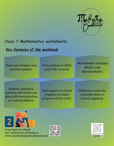 Image of Class 7 NCERT CBSE /ICSE Mathematics Question Bank Practice Book with Mental Math by Mathsninjas Bookland