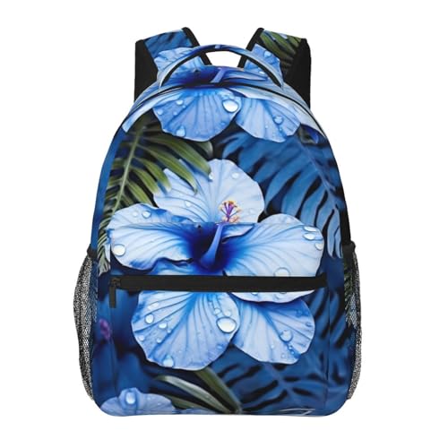 Sac à dos voyage ordinateur portable 15 pouces à motif floral bleu tropical waterproof