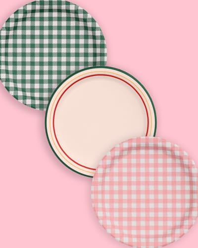 xo, Fetti Camp Gingham Paper Plates - 24 pk, 9" | Bachelorette Decorations, Camp Bride, Getting Lit + Getting Hitched, Gingham Birthday Party, Glamping Baby Shower Supplies, Cool Cake Plates