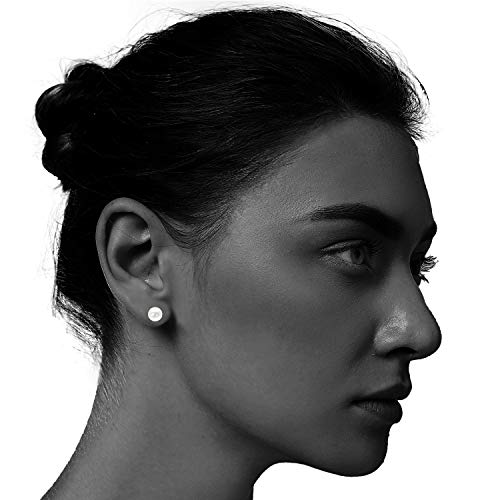 10mm Pearl Earrings 14K White Gold Real Freshwater Cultured Pearl Stud Earrings for Women by JORA - Image 3
