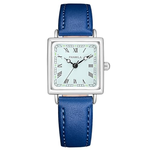 PANMILA腕時計 レディース ブルー おしゃれ うで時計 防水 超薄型 女性用 革ベル トブランド 革 アナログ シンプルな文字盤 が見やすい ファッション 薄い 薄型軽量 高校生 watch for women ladies (P0576S-ブルー)