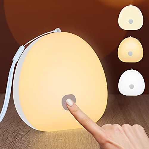 Image of Nursery Night Lights for Kids Room, Cute Baby Night Light Chargeable Nursery Lamp Dimmable with 3 Colors & Touch Control Stepless Dimming for Bedroom Nightstand Breastfeeding Sleeping Girls (White)