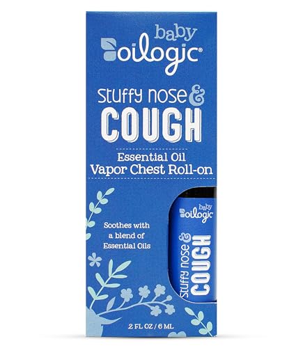 Oilogic Stuffy Nose & Cough Vapor Chest Roll-On Essential Oil for Babies & Toddlers - Gentle Baby Essentials - Pediatrician-Tested & Safe for Babies,...