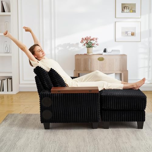 Sillón Plegable Comodo Negro miniatura 6