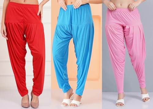Image of Buy That Trendz Patiala Pant Combo Pants for Womens Pack of 3 Viscose Patiyala Salwar Bottoms