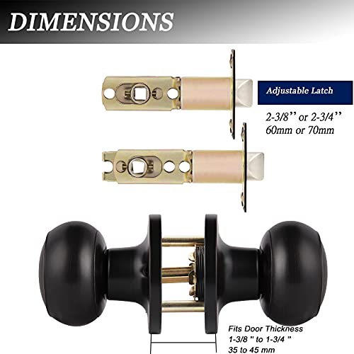 Knobelite (3 Pack Round Passage Door Knob(Non-Locking Knobs), Keyless Doorknobs Interior/Exterior Door Lockset,Passage Knobs For Hallway/Closet,Oil Rubbed Bronze Finish Modern Design Door Hardware #TOP5