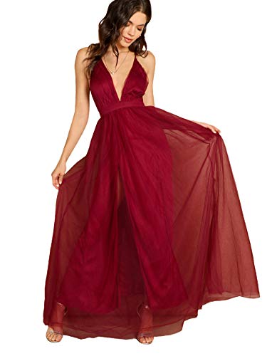 Floerns Women's Plunging V-Neck Spaghetti Strap Maxi Dress #TOP7