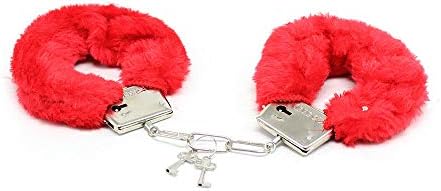 Angeer Plush Toy Handcuffs with Keys Police Costume Prop Accessories Party SuppliesRed