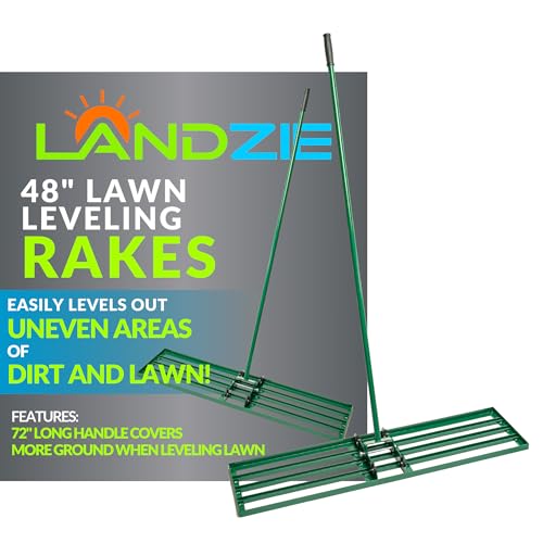 Image of LANDZIE - Lawn Leveling Rake 48 Inch, Steel Yard Leveler Tool