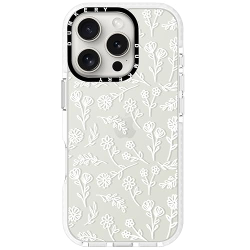 Dumkery Cute White Flowers Case Compatible with iPhone 16 Pro