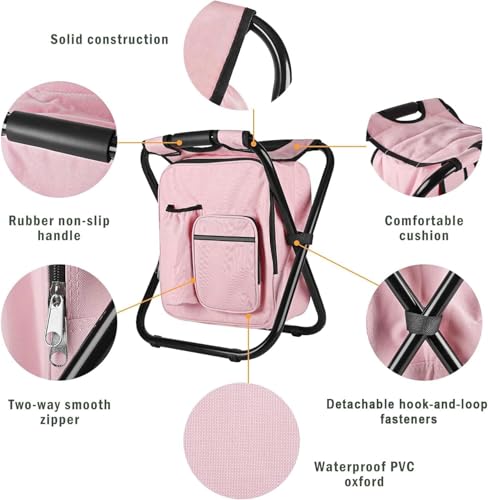 Kikerike Backpack Stool Cooler Chair Heavy Duty 300 LBS Max Load Portable Lightweight Stool Backpack Folding Fishing Cooler Seat for Camping Hunting Fishing - Image 5