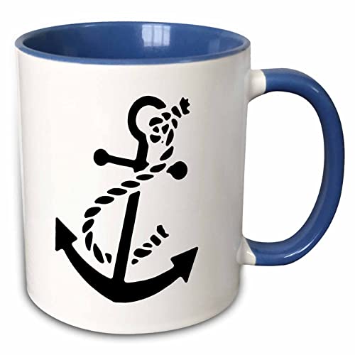3dRose mug_56050_6 "Ships Anchor" Two Tone Blue Mug, 11 oz, Multicolor
