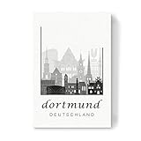 artboxONE Leinwand 150x100 cm Städte Dortmund Skyline Black & White von GREENGREENDREAMS