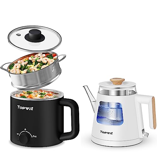 Olla eléctrica Topwit con vaporizador 1.6L tetera vidrio 1L miniatura 1