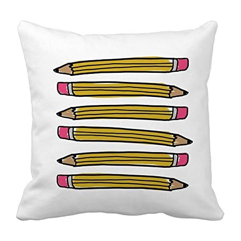 HL HLPPC Back to School Pencil Throw Pillow Covers 18 x 18 Accent Pillows Pillow Case for Kids Rooms Cover
