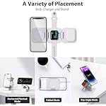 Foldable 3 in 1 Charging Station for Apple Devices, KU XIU X55 15W Fast Magnetic Wireless Charger, Magnetic Travel Charger Stand for iPhone 17 16 15 14 13 12 Series, 5W for Apple Watch, AirPods-White - Image 2