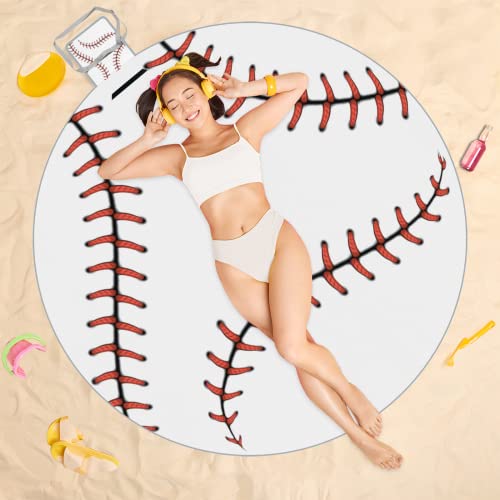 Manta de piquenique de pontos de beisebol 148 x 148 cm, impermeável à prova de areia redondo coberto