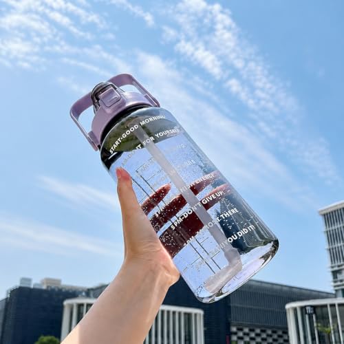 Image of Transparent Water Bottle 2000ML with Motivational Time Marker | Leak Proof&Break-Proof 2 litre water bottle | Best Usage For Office /School /Gym /Travel Water Bottle