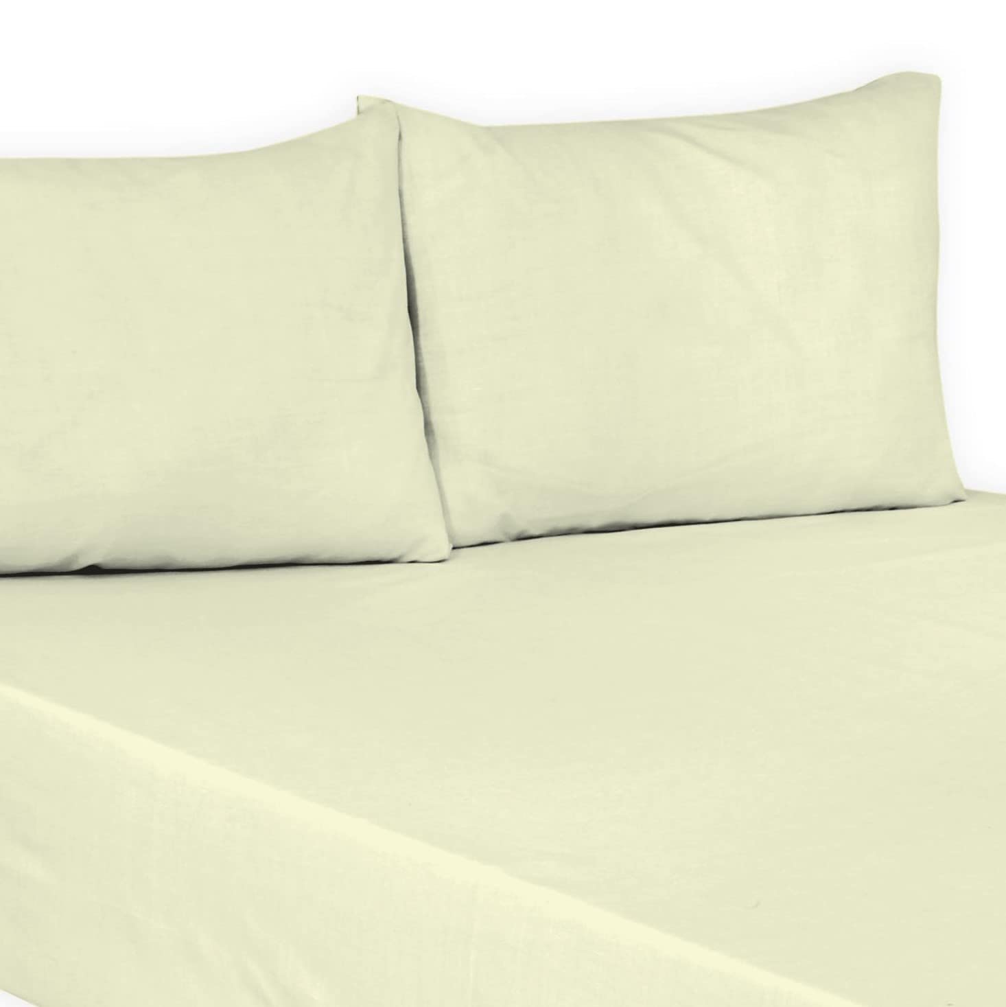 Polycotton Plain Dyed Flat Bed Sheets Luxury Quality Soft Easy Care Flat sheets in Single, Double, King, Super King size (Cream, King: (250cm x 275cmcm) Approx.)