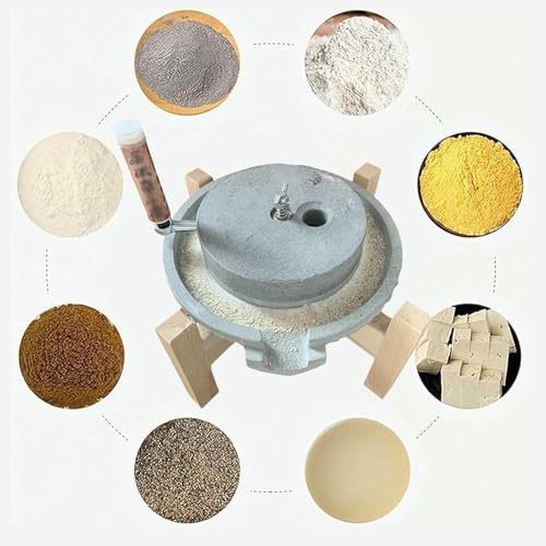 Hand Grain Mill Grinder - Natural Stone Food Mill, 20cm Lapis Lazuli Handmade Mill for Grinding Cereals, Wheat, Almonds, Durable Kitchen Tool, Healthy Cooking Essentials