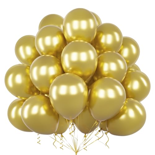 Teselife Ballons Métal Or, 50Pièces 12Pouces Métal Or Ballon Arche Guirlande Hommes Femmes Anniversaire Mariage Proposition Valentin Douche Nuptiale...