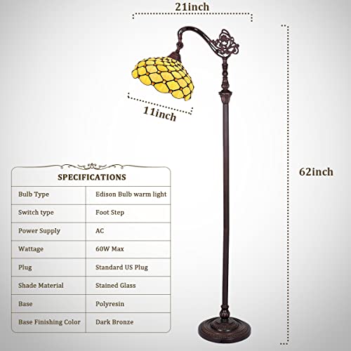 Thatyears Tiffany Floor Lamp Amber Beads Style Stained Glass Gooseneck Arched Adjustable Corner Standing Reading Light Decor Bedroom Living Room Home Office #TOP3