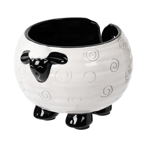 Surlama Yarn Bowl for Crochet Large Sheep Shaped Ceramic Yarn Holder Crochet Bowl Knitting Bowl, 6 Inch Wide x 4 Inch High