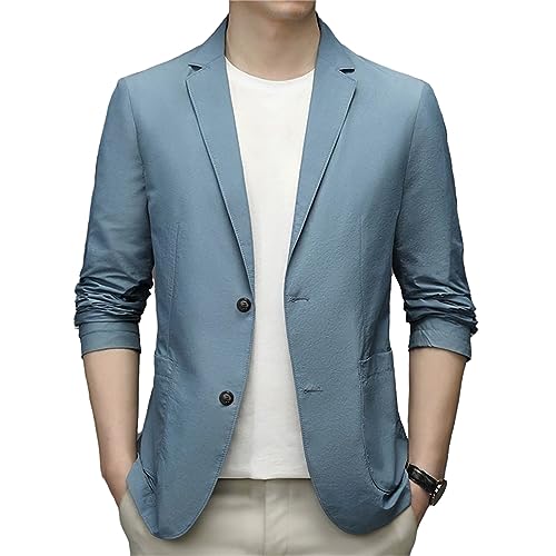 crazynekos Men 's Summer Lightweight Suit Jacket Casual 2 Button Down Sport Coat Solid Color Lapel Suit Daily Suit