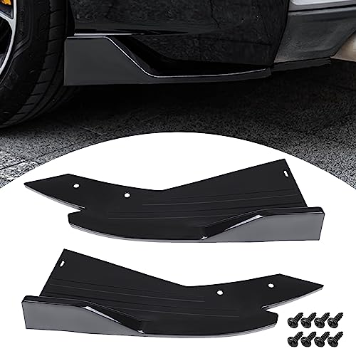 2PCS Universal Bumper Protector Side Skirts,Painted Splitter Protector,Anti-Collision and Scratch-Free Bumper Diffuser,Glossy Black