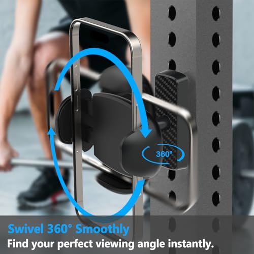 Image of Gym Magnetic Phone Holder | Magnet Phone Mount with 360Rotation | Compatible with iPhone Android 4-7 inch Phones | Gym Accessories for Men Women- Black