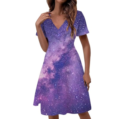 Image of Women's Summer Formal Dresses Short Sleeve Wrap V Neck Dresses Bridesmaid Wedding Guest Dress with Pockets